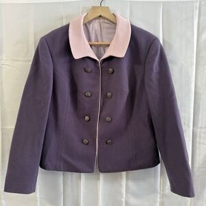 Vtg Lodenfrey Austrian Trachten Wool Jacket Women M/L Purple Pink Blazer *read